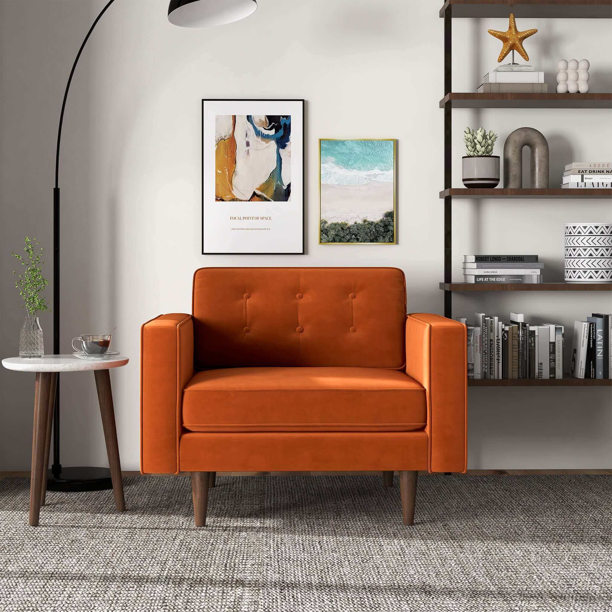 Casey Burnt Orange Velvet Lounge Chair