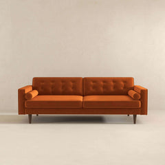 Casey Mid Century Modern Burnt Orange Velvet Sofa