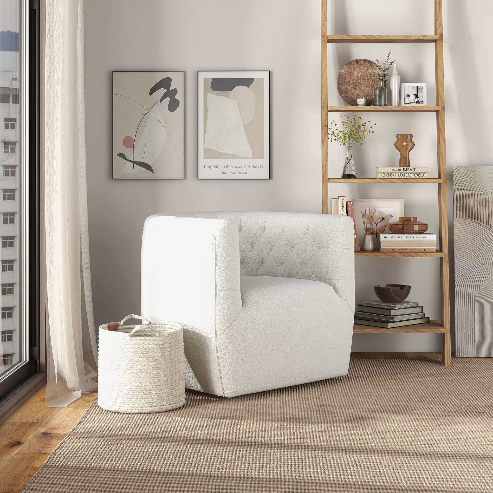 Delaney Cream Boucle Swivel Chair