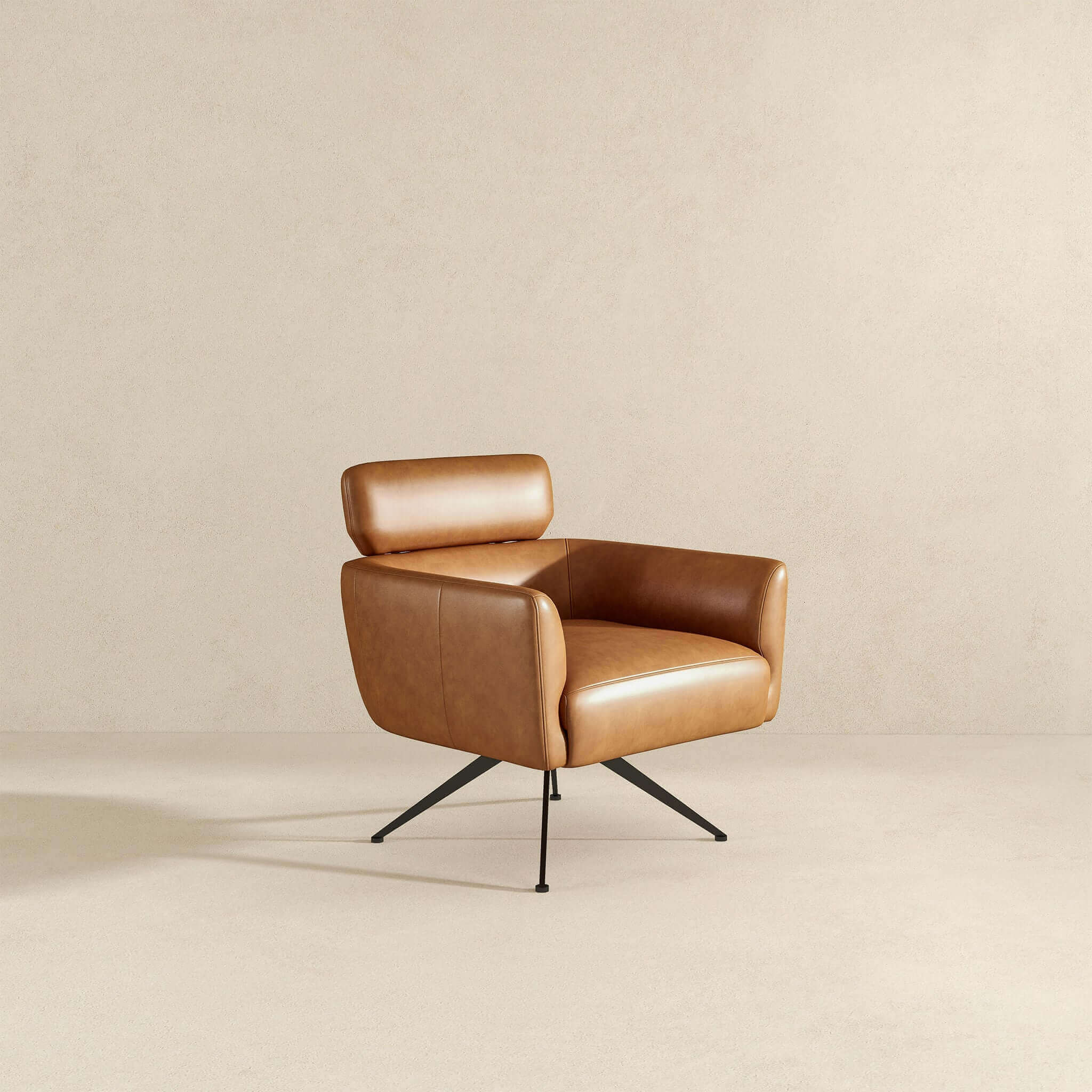 Camila Tan Leather Lounge Chair