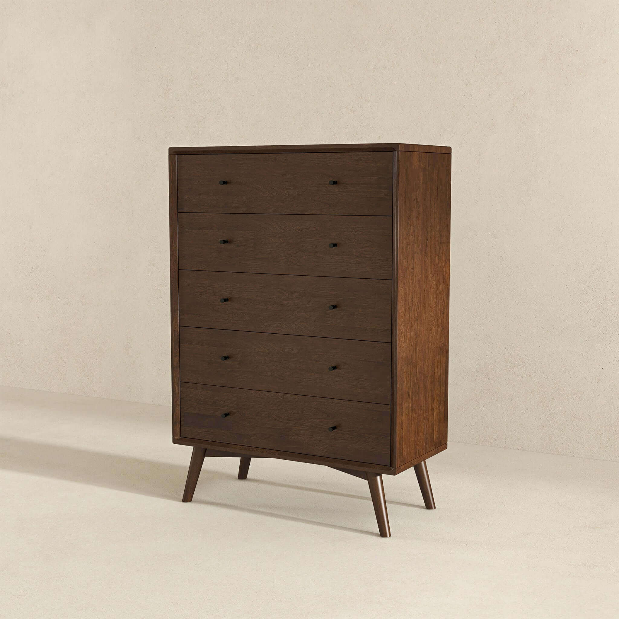 Caroline Mid Century Modern Solid Wood Dresser 5-Drawer