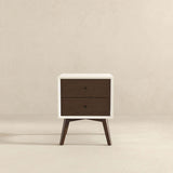 Caroline Mid Century Modern Style White Night Stand 2-Drawer