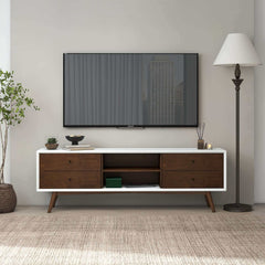 Caroline Walnut White TV Stand Up To 72"