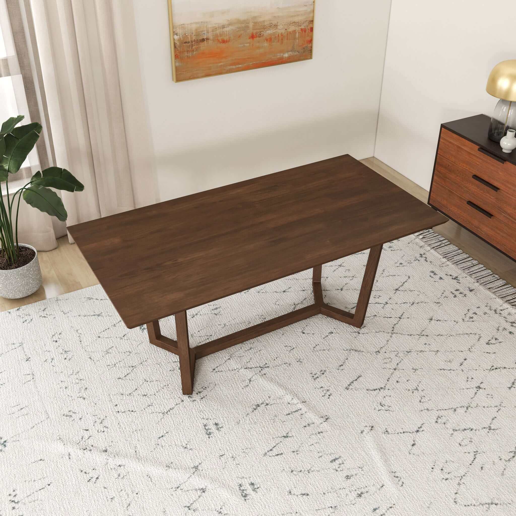 Marina Solid Wood Dining Table In Brown