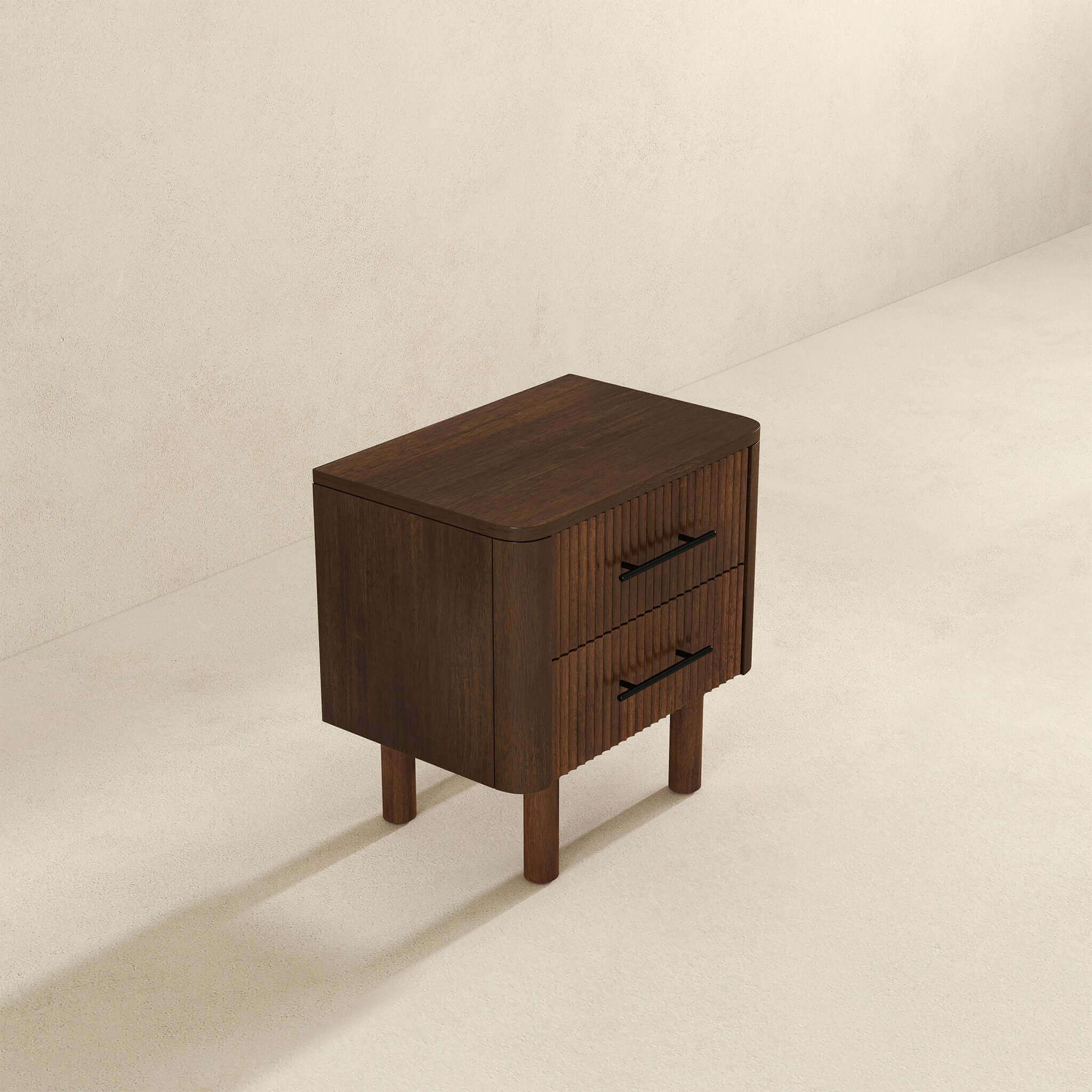 Logan Mid Century Modern Walnut Nightstand Bed Side Tables With 2 Drawers