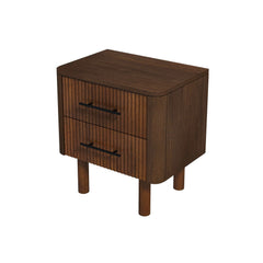 Logan Mid Century Modern Walnut Nightstand Bed Side Tables With 2 Drawers