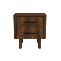 Logan Mid Century Modern Walnut Nightstand Bed Side Tables With 2 Drawers