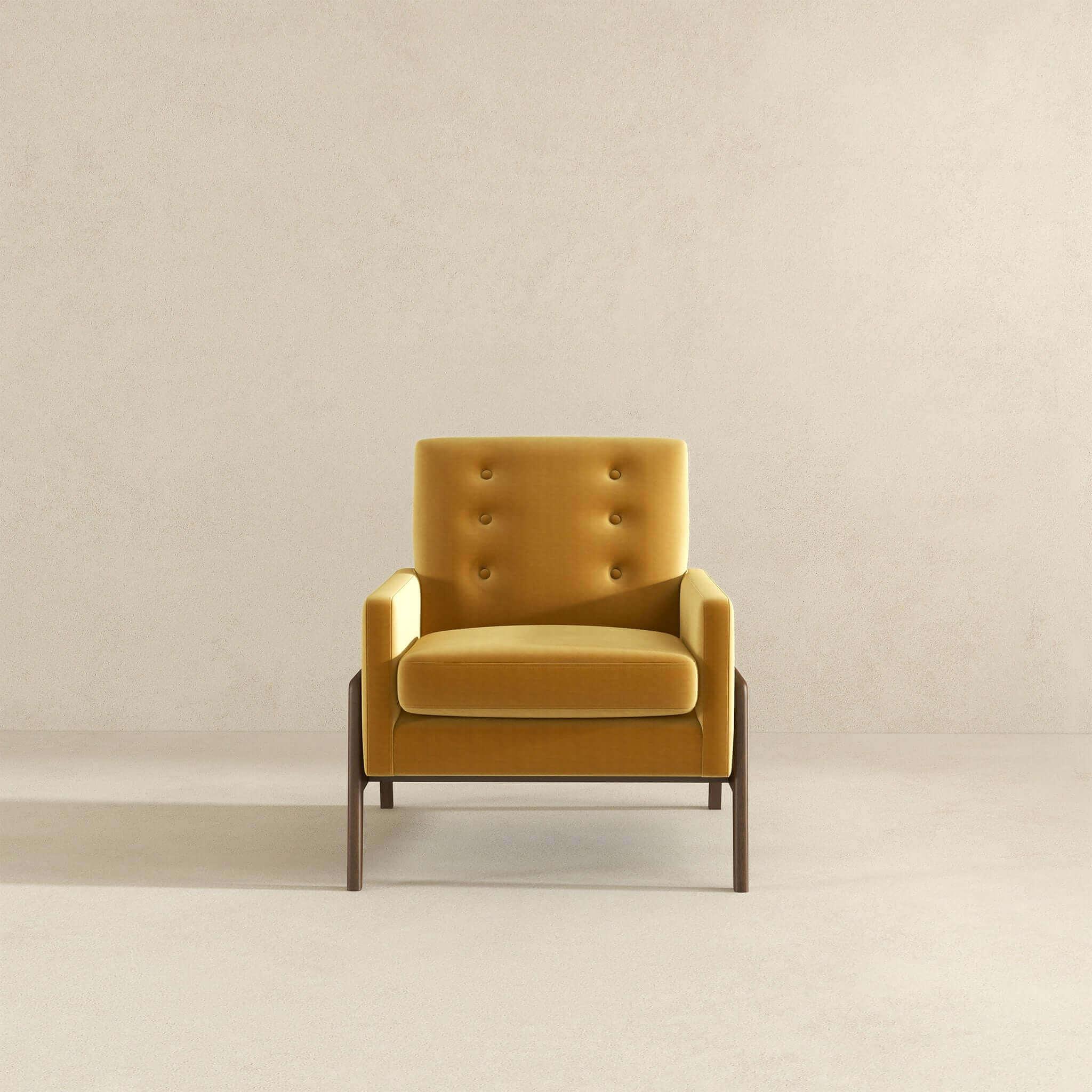 Cole Solid Wood Dark Yellow Velvet Lounge Chair