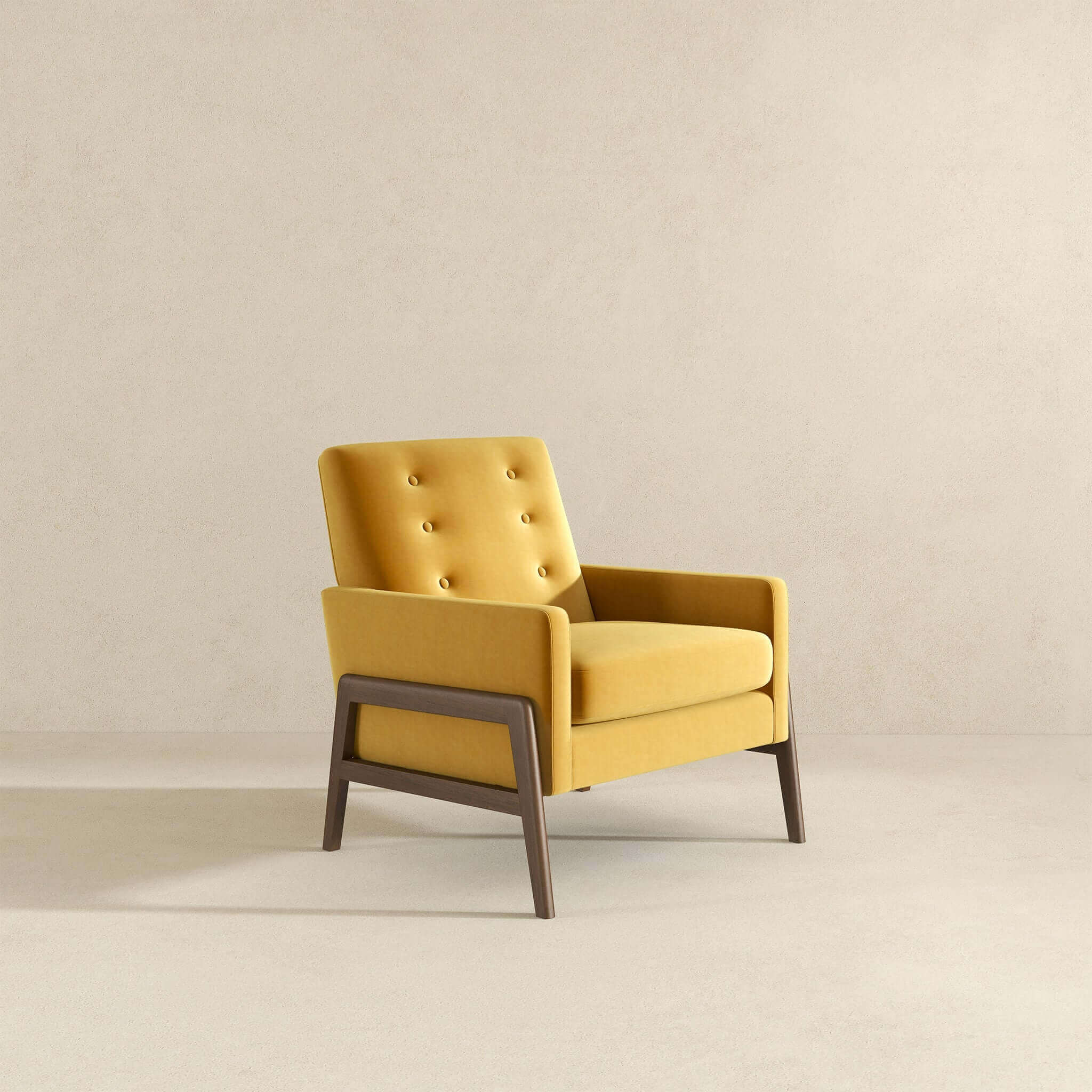 Cole Solid Wood Dark Yellow Velvet Lounge Chair