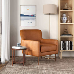 Claire Genuine Leather Lounge Chair In Tan