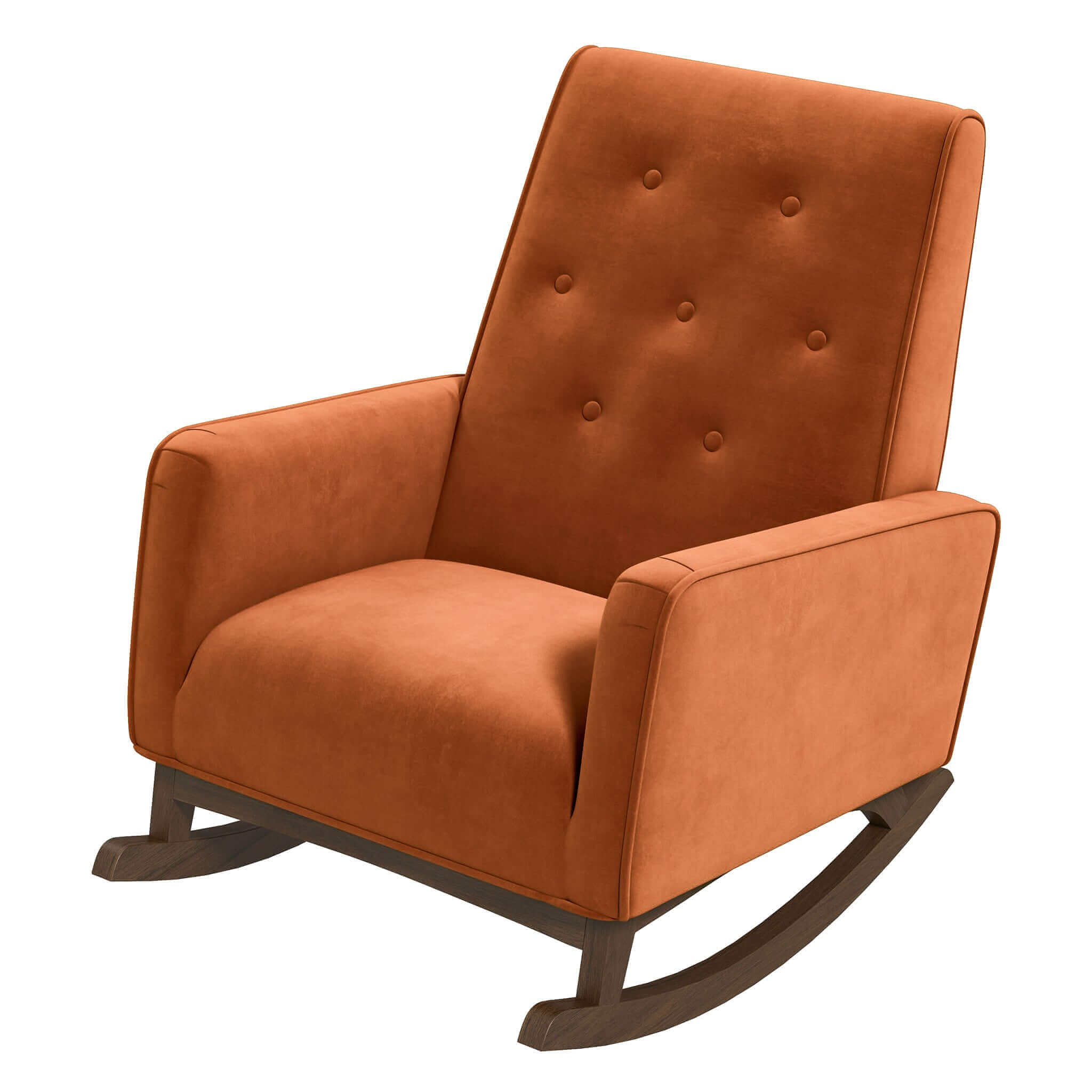 Demetrius Orange Velvet Solid Wood Rocking Chair