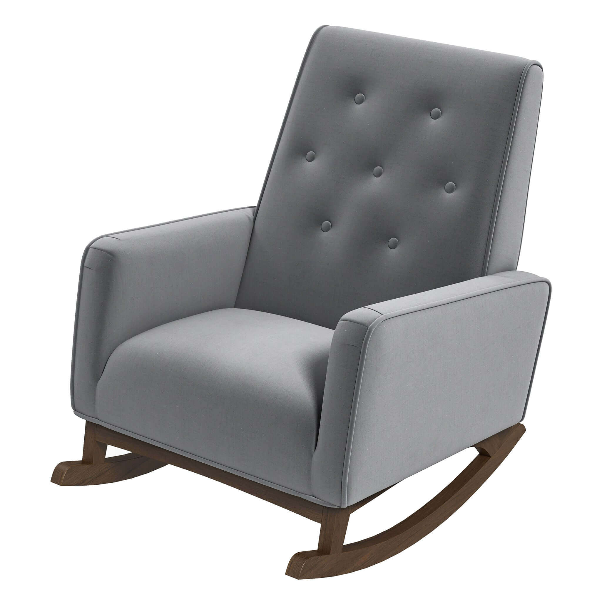 Demetrius Light Grey Fabric Solid Wood Rocking Chair