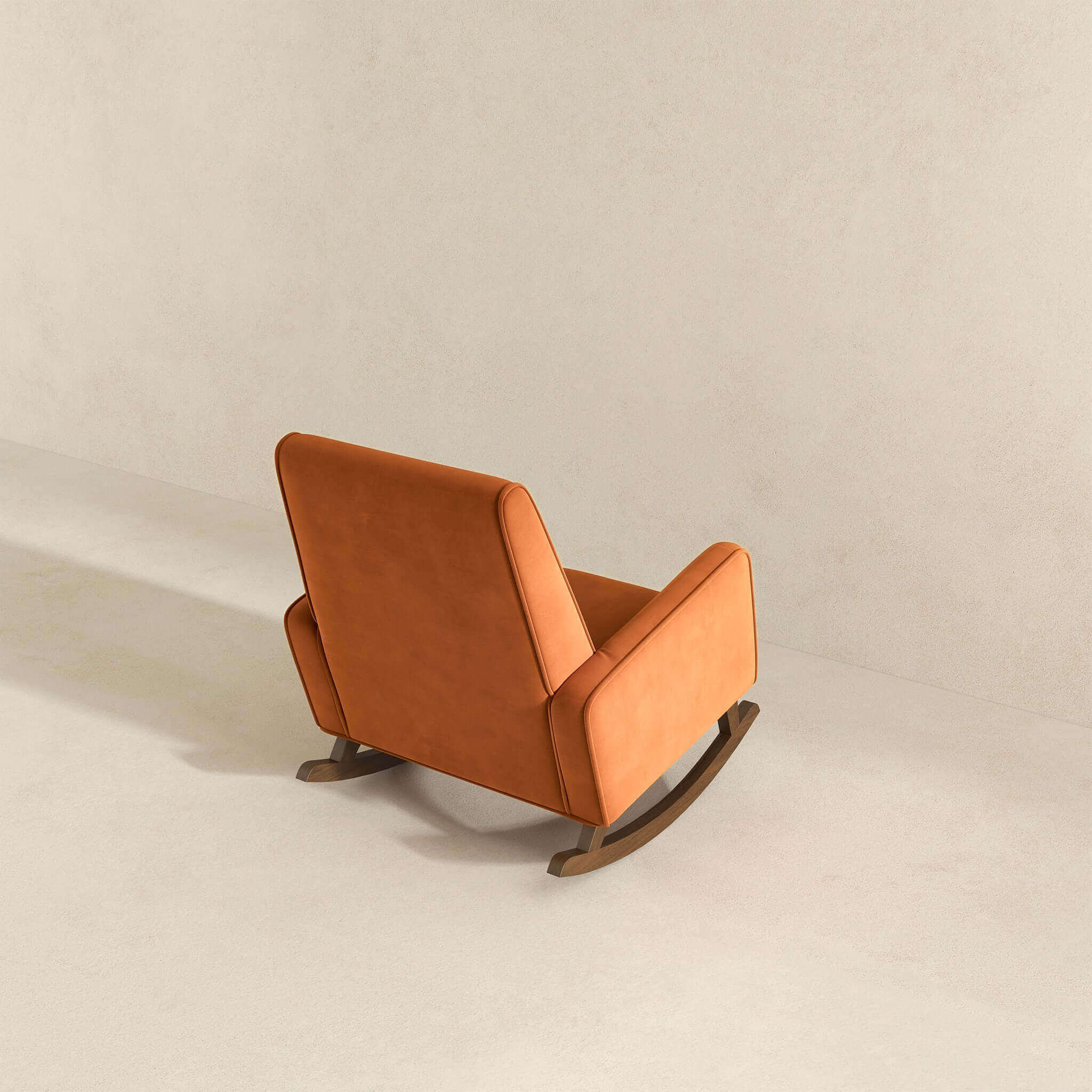 Demetrius Orange Velvet Solid Wood Rocking Chair