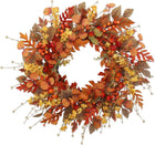22-inch artificial fall wreath with seasonal autumn foliage and decorative accents