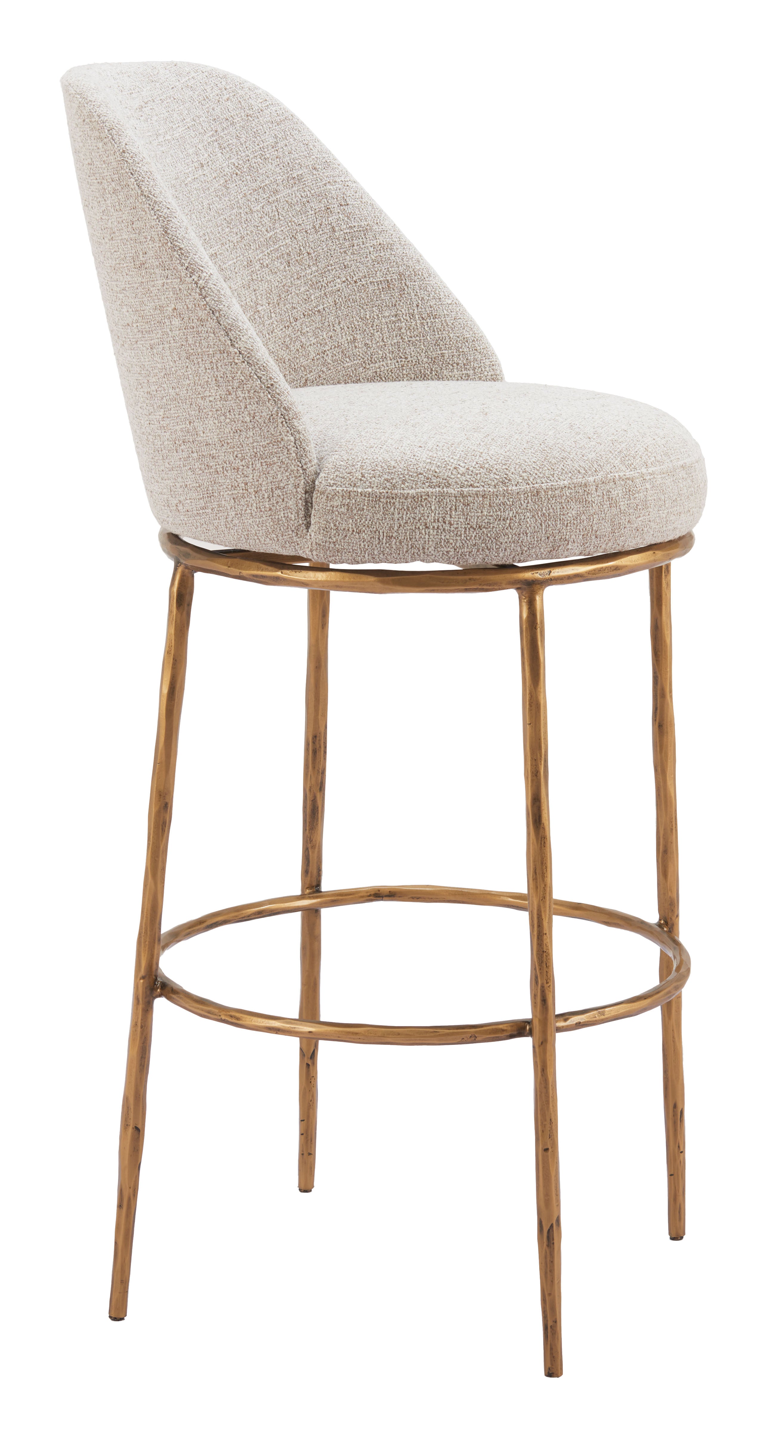 Nordhavn Swivel Barstool Beige & Gold