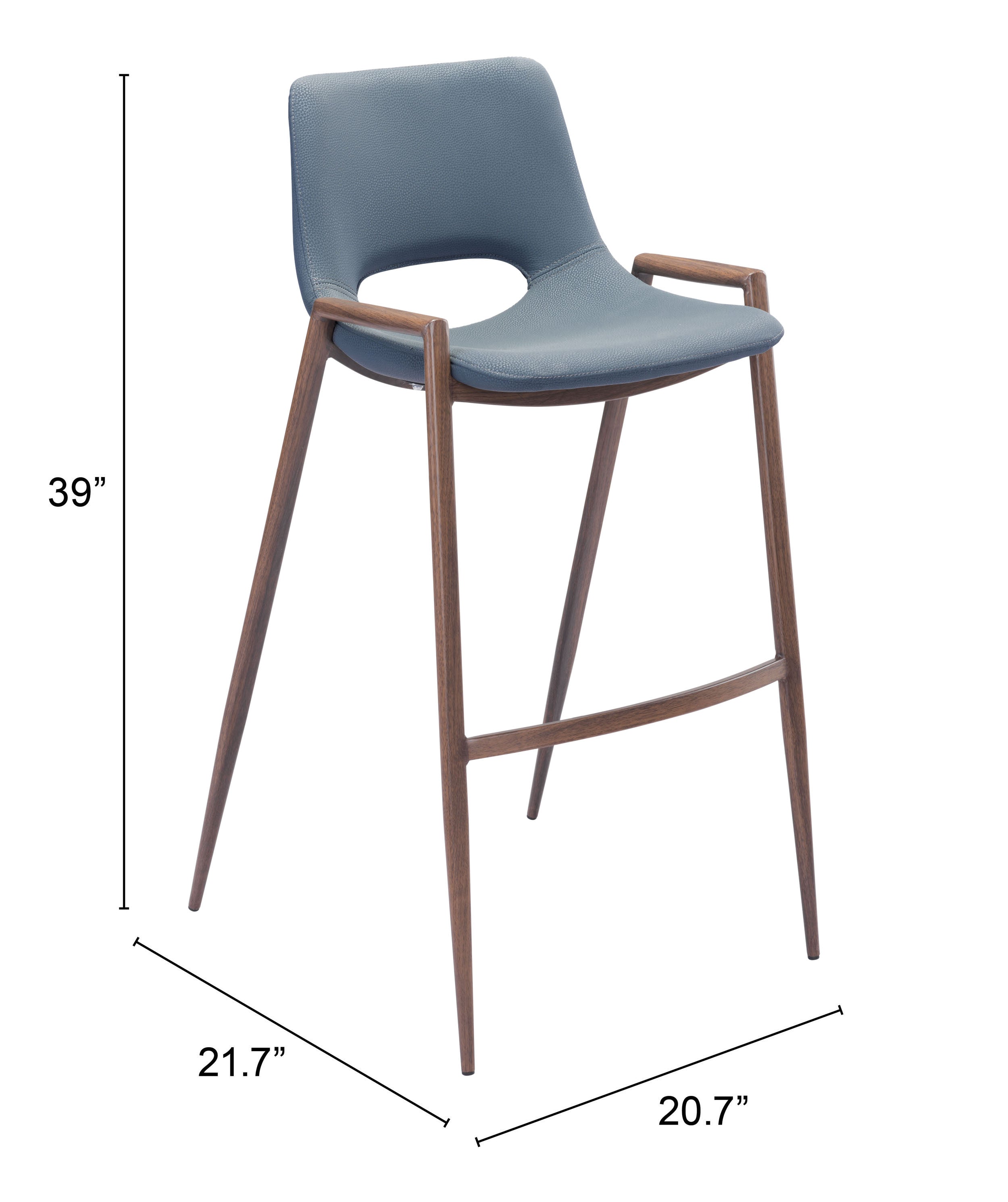 Desi Barstool Azure Gray & Walnut