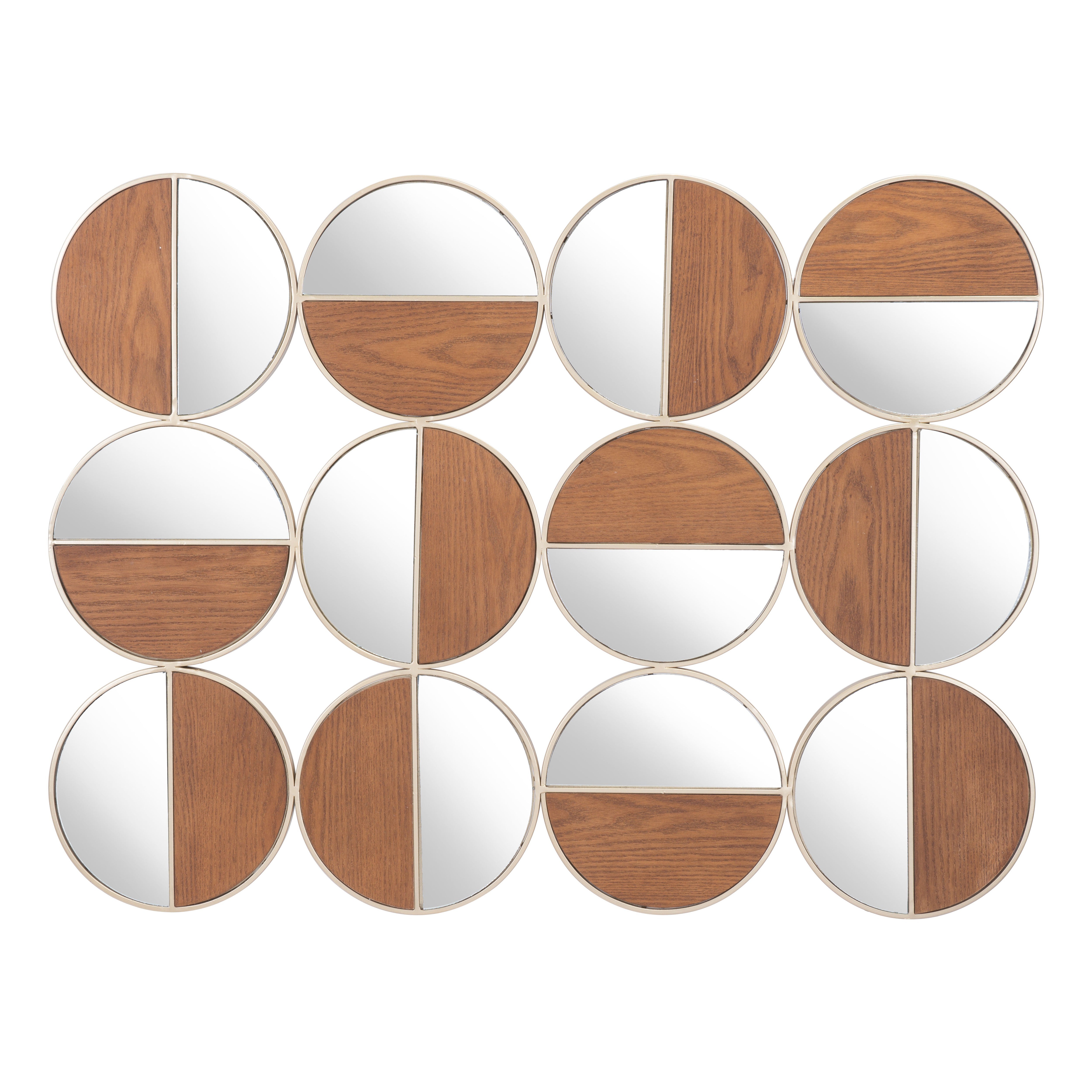 Cycle Round Mirror Gold & Walnut