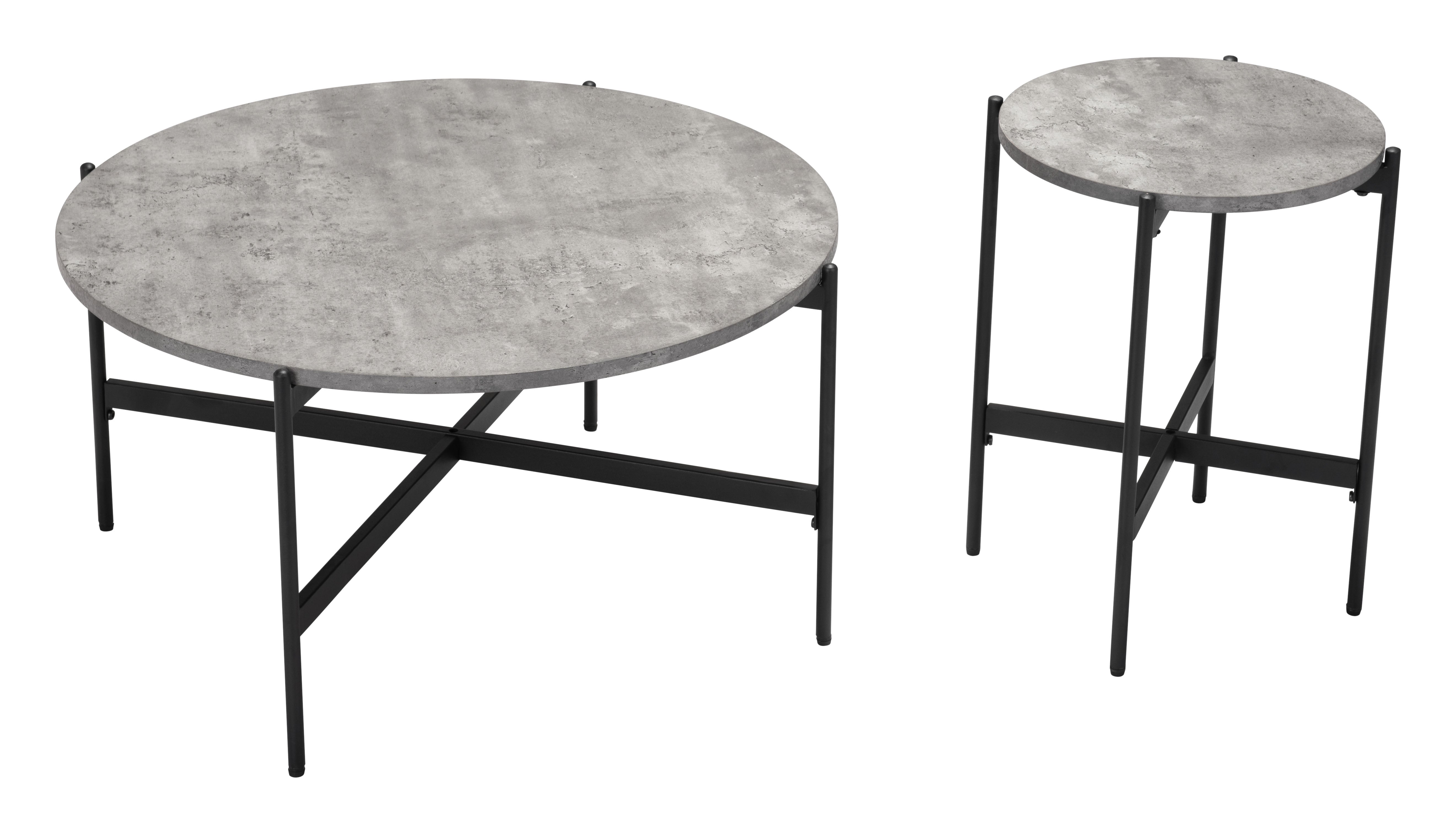 Malo Coffee Table Set (2-Piece) Gray & Black