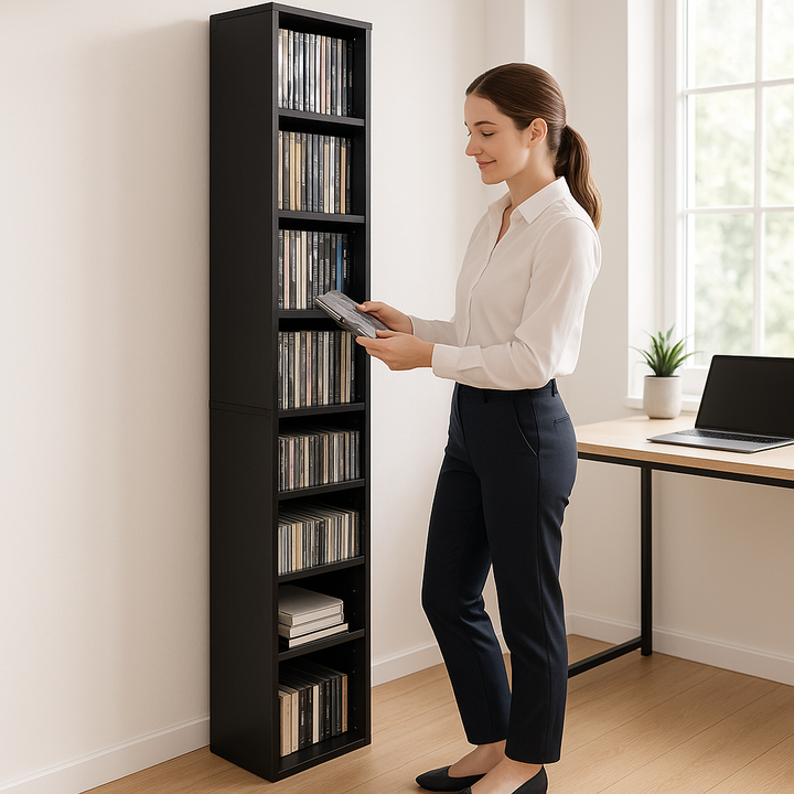 Premium 8-Tier Media Tower Rack - Ultimate Slim Storage Solution for Home & Office