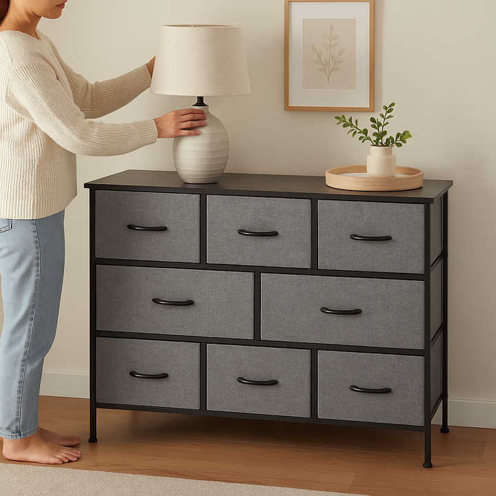 FlexiStore Pro 8-Drawer Dresser – Dark Gray