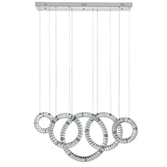 5 Hoop Crystal Progression Chandelier // Chrome