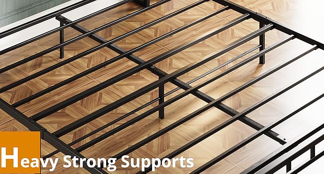 LIKIMIO California King Size Bed Frame, Storage Headboard with Charging Station, Platform Bed with Drawers, No Box Spring Needed