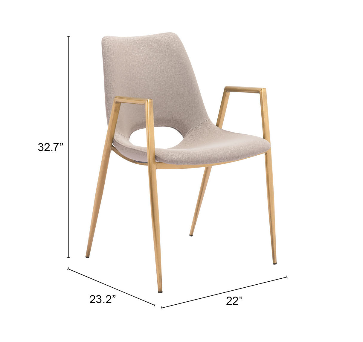 Desi Dining Chair Beige & Gold