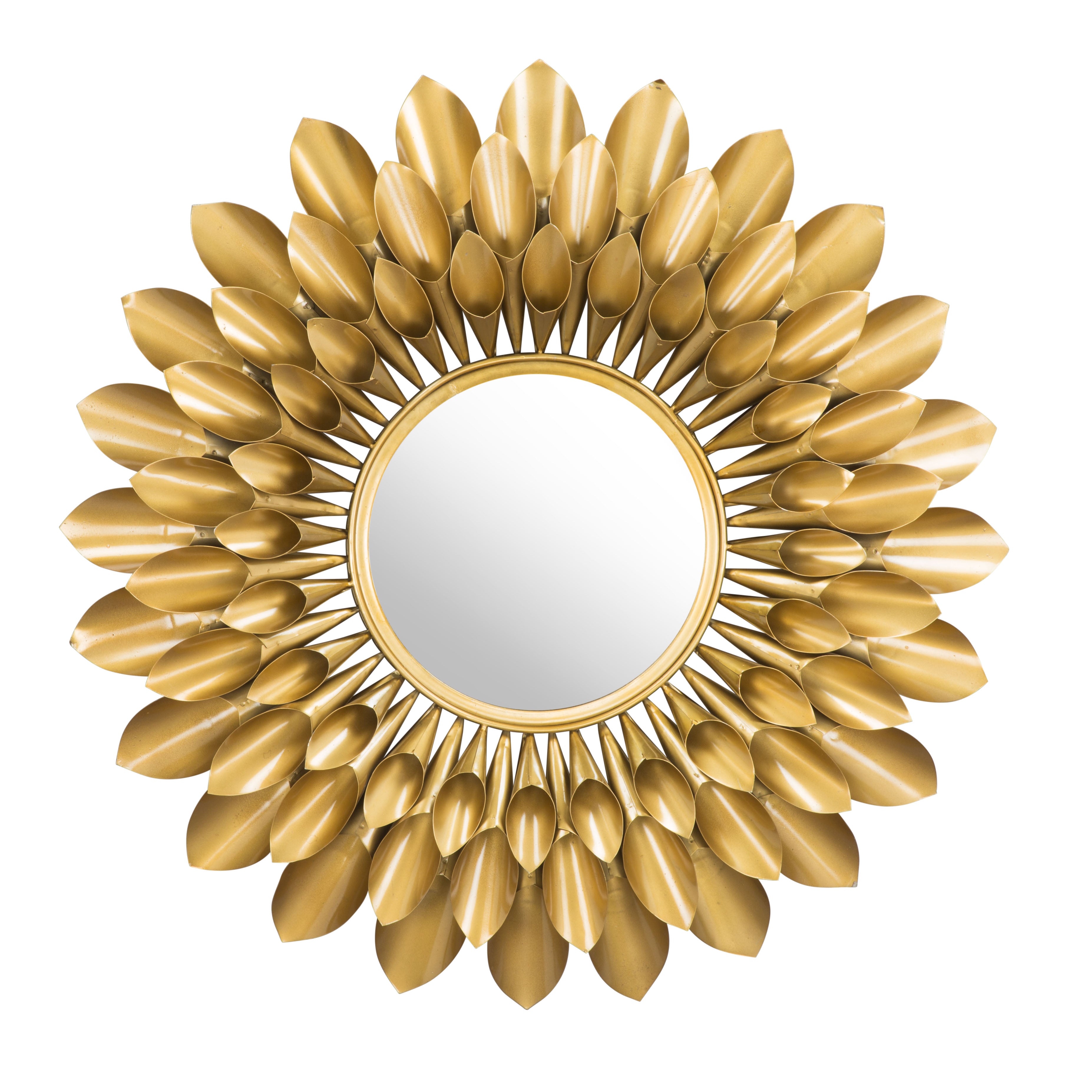 Sunflower Round Mirror Gold