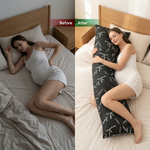 Premium Queen and King size bamboo pillow feature icons for memory foam, washable cover, hypoallergenic and breathable fabric