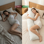 Premium Queen and King size bamboo pillow feature icons for memory foam, washable cover, hypoallergenic and breathable fabric