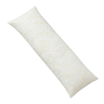 Two folded white bamboo-cover memory foam pillows with green bamboo leaf print, King, 20x36 in, studio shot