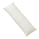 Two folded white bamboo-cover memory foam pillows with green bamboo leaf print, King, 20x36 in, studio shot