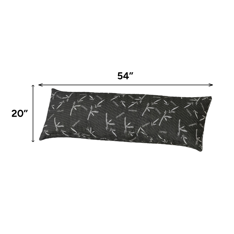 Bamboo memory foam pillow size diagram showing 36-inch width and 20-inch height
