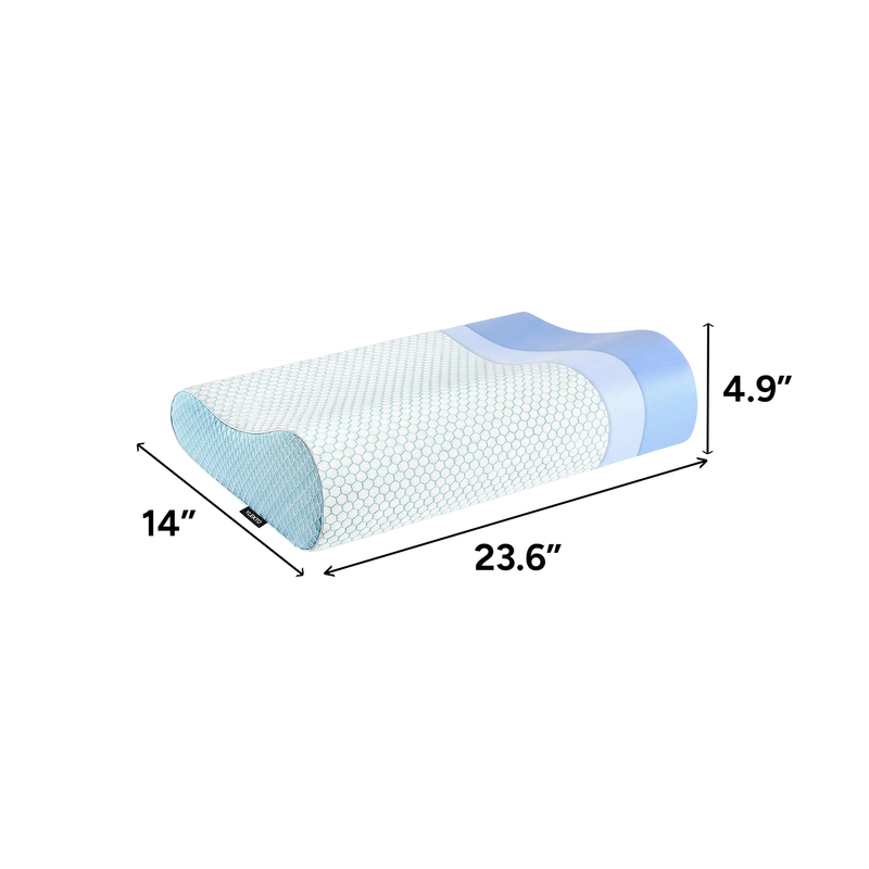Bamboo memory foam pillow size diagram showing 36-inch width and 20-inch height