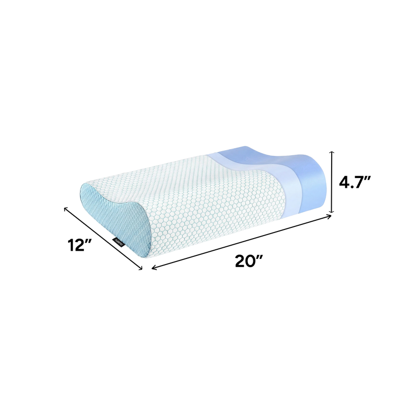 Bamboo memory foam pillow size diagram showing 36-inch width and 20-inch height