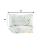Bamboo memory foam pillow size diagram showing 36-inch width and 20-inch height