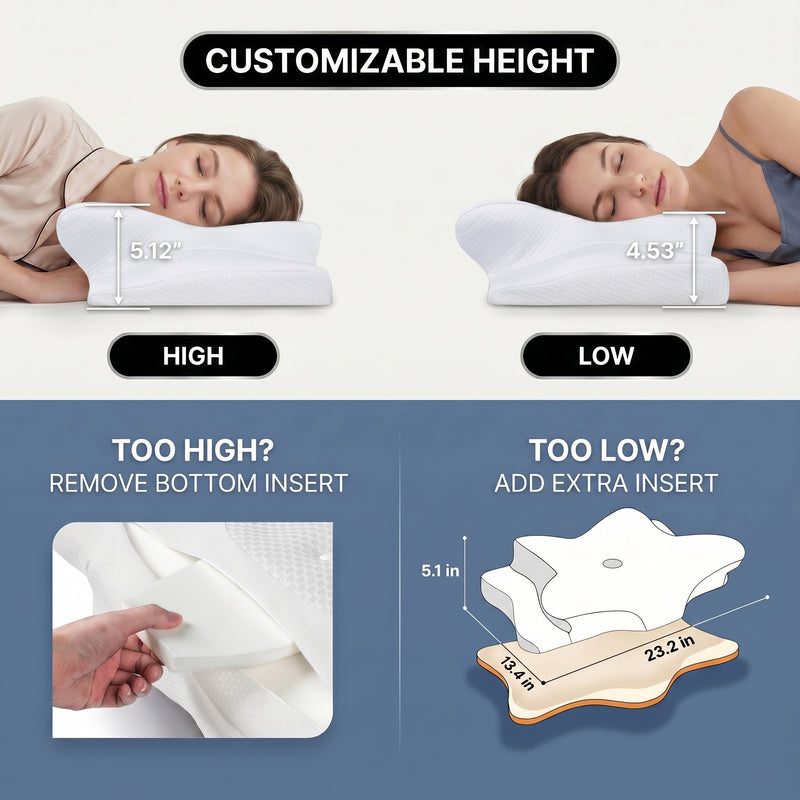 Bamboo memory foam pillow size diagram showing 36-inch width and 20-inch height