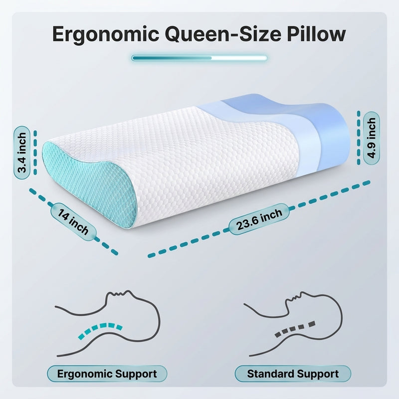 Bamboo memory foam pillow size diagram showing 36-inch width and 20-inch height