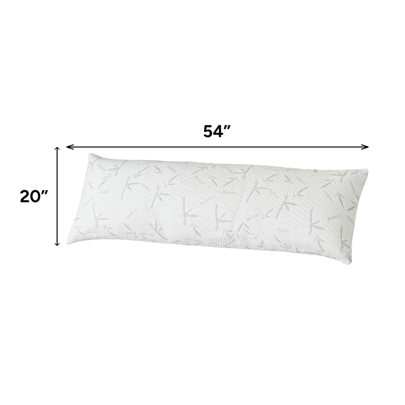 Bamboo memory foam pillow size diagram showing 36-inch width and 20-inch height
