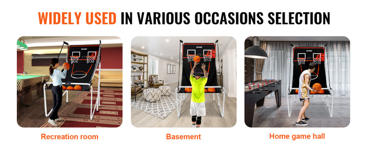 VEVOR Foldable Basketball Arcade Game Indoor Basketball Game with 4 Balls 8 Game Modes Electronic Scoreboard Inflation Pump