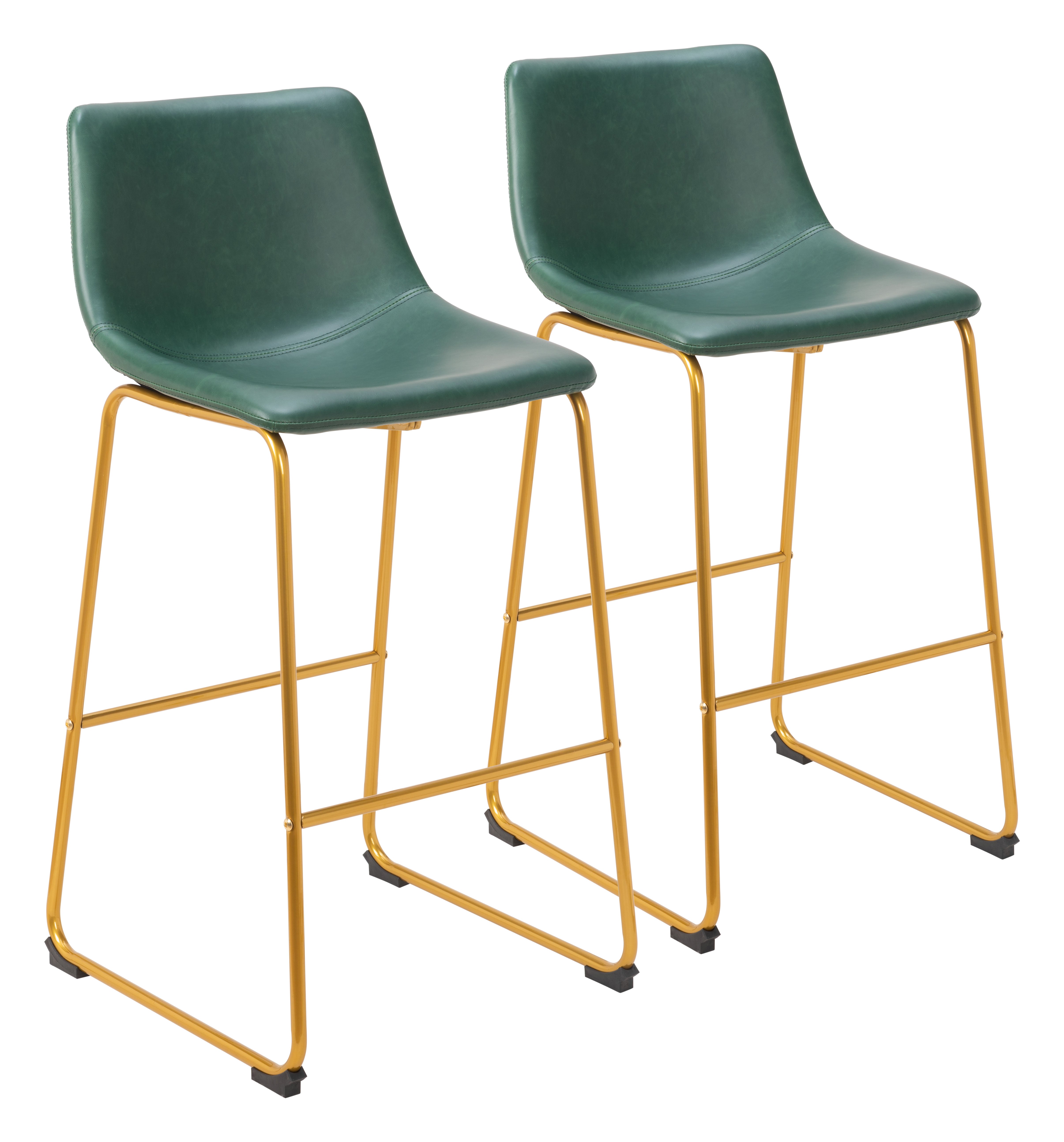 Augusta Barstool (Set of 2) Green & Gold