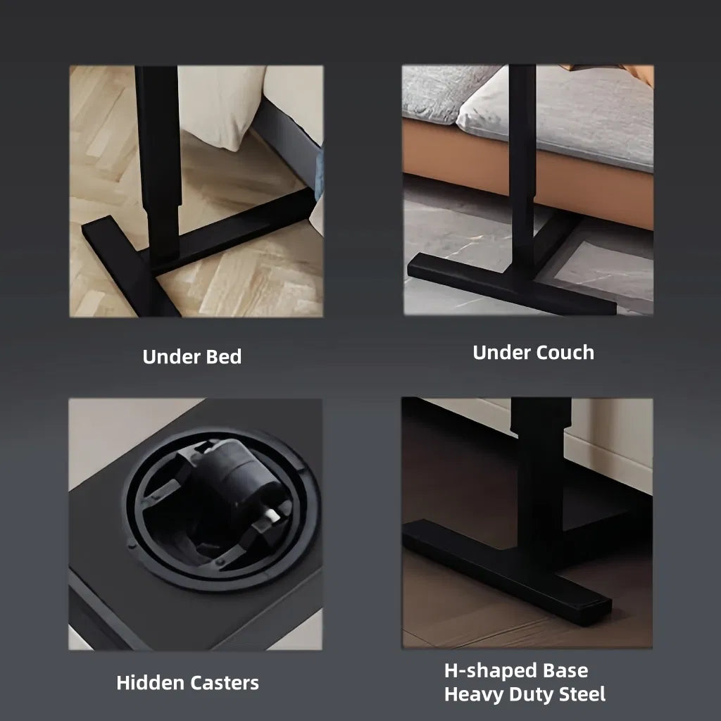 Bedside Table,Folding Overbed Bedside Desk Mobile Rolling Laptop Stand Tilting Overbed Table with Wheels Height Adjustable Tray Table for Laptop Bed Sofa Side Table (WALNUT)