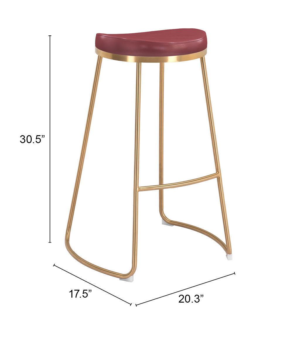 Bree Barstool Burgundy & Gold