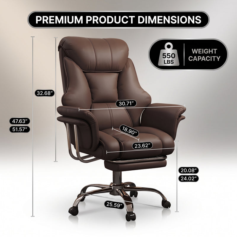 Big and tall office chair dimensions with 550 lb weight capacity and adjustable height