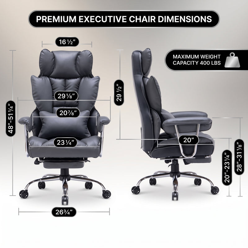 Big and tall office chair dimensions with 550 lb weight capacity and adjustable height