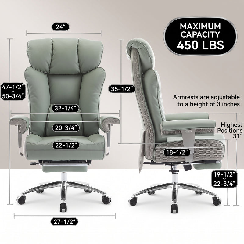 Big and tall office chair dimensions with 550 lb weight capacity and adjustable height