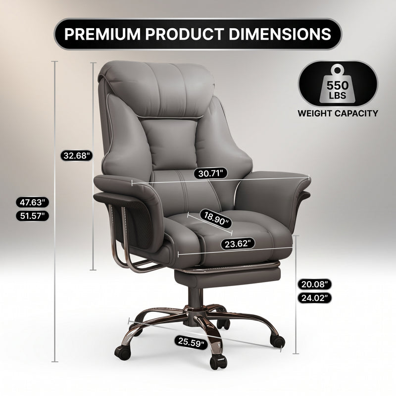 Big and tall office chair dimensions with 550 lb weight capacity and adjustable height