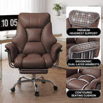 Office chair headrest support with dual-layer armrests and contoured seat cushion