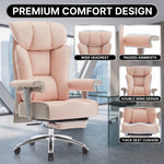Office chair headrest support with dual-layer armrests and contoured seat cushion