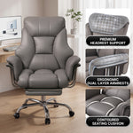 Office chair headrest support with dual-layer armrests and contoured seat cushion